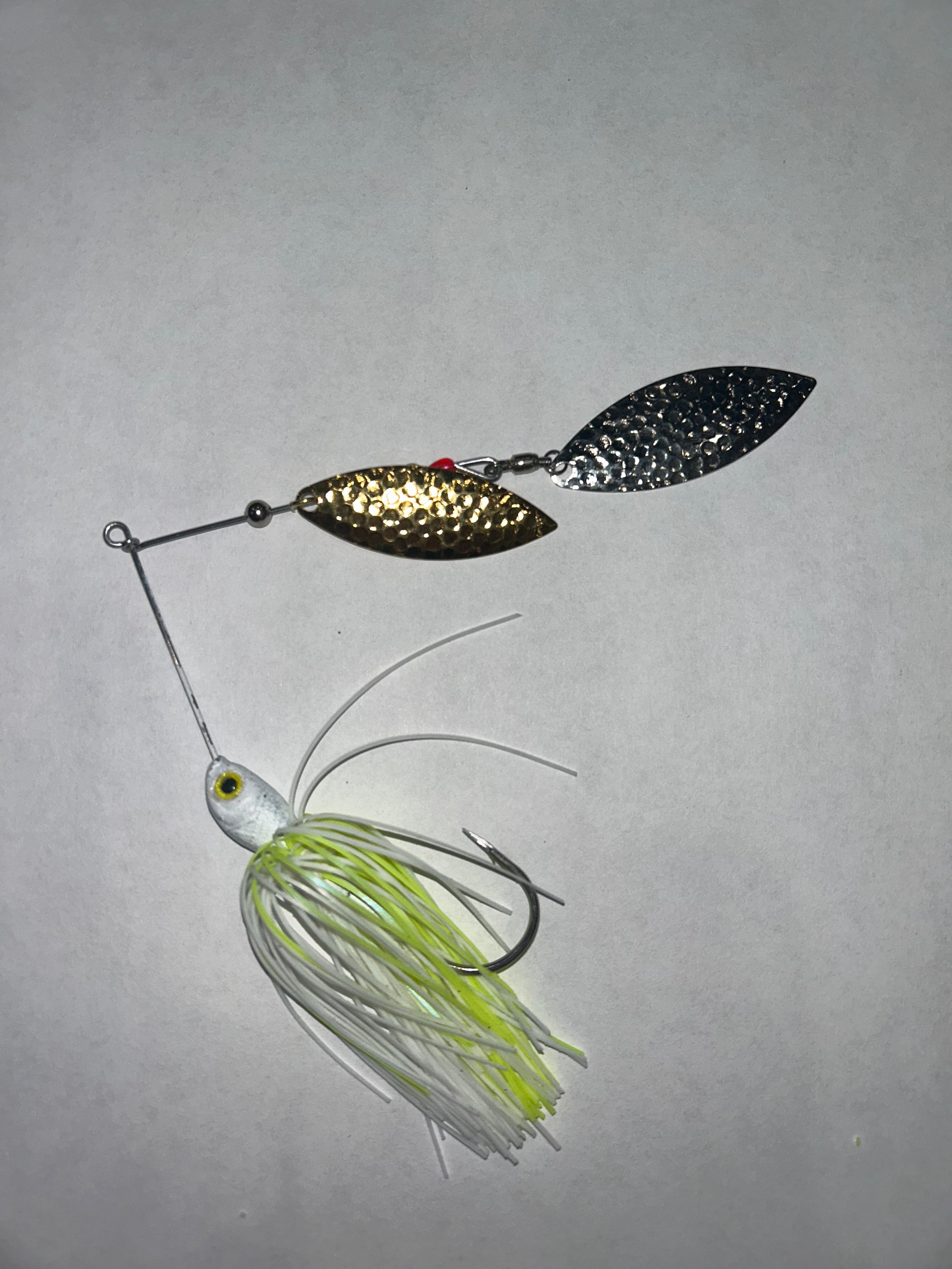 Double WIllow Spinnerbait White and Chartreuse