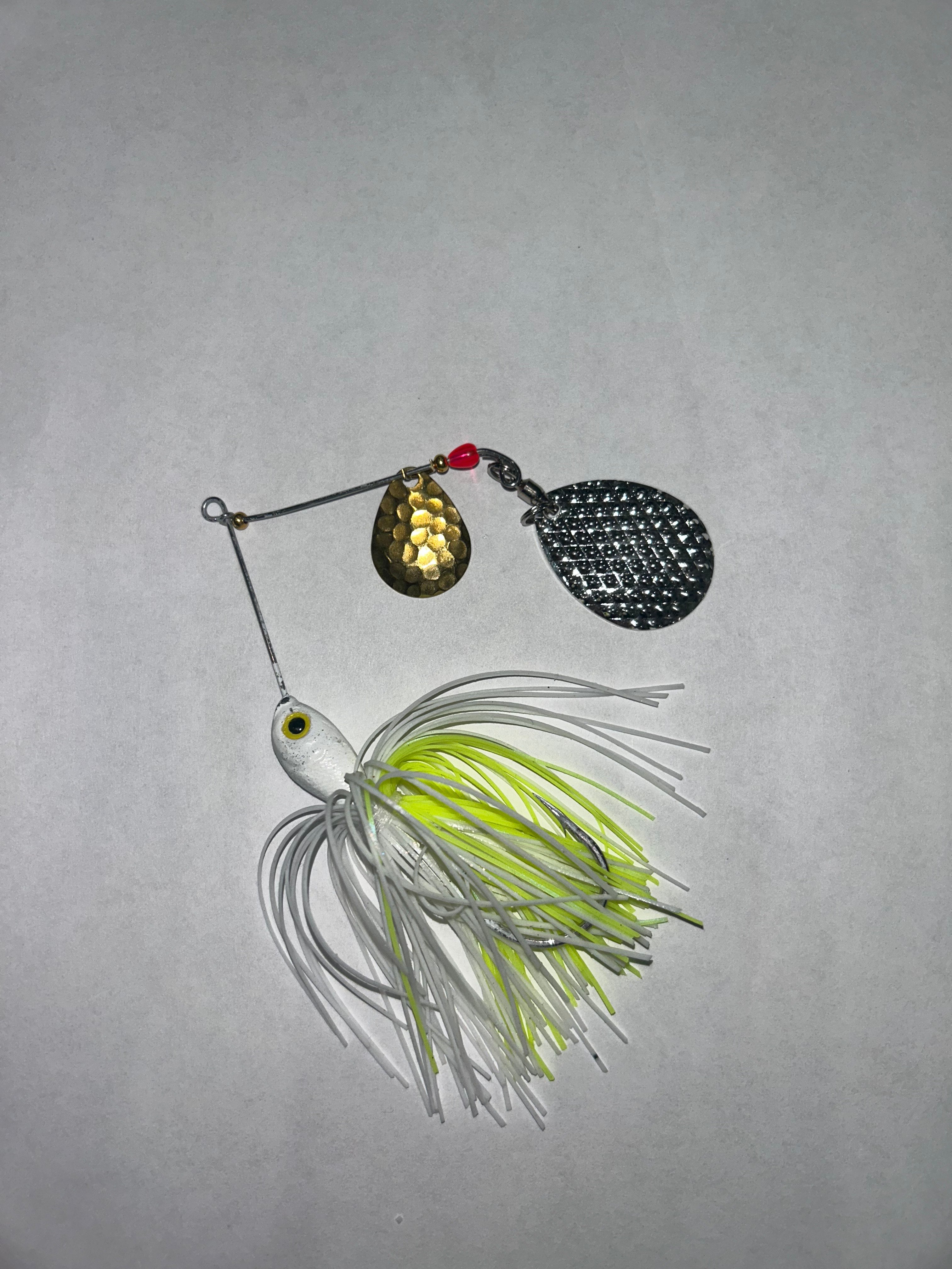 Double Colorado Spinnerbait White and Chartreuse