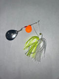 Double Colorado Spinnerbait White and Chartreuse with Kicker Blade